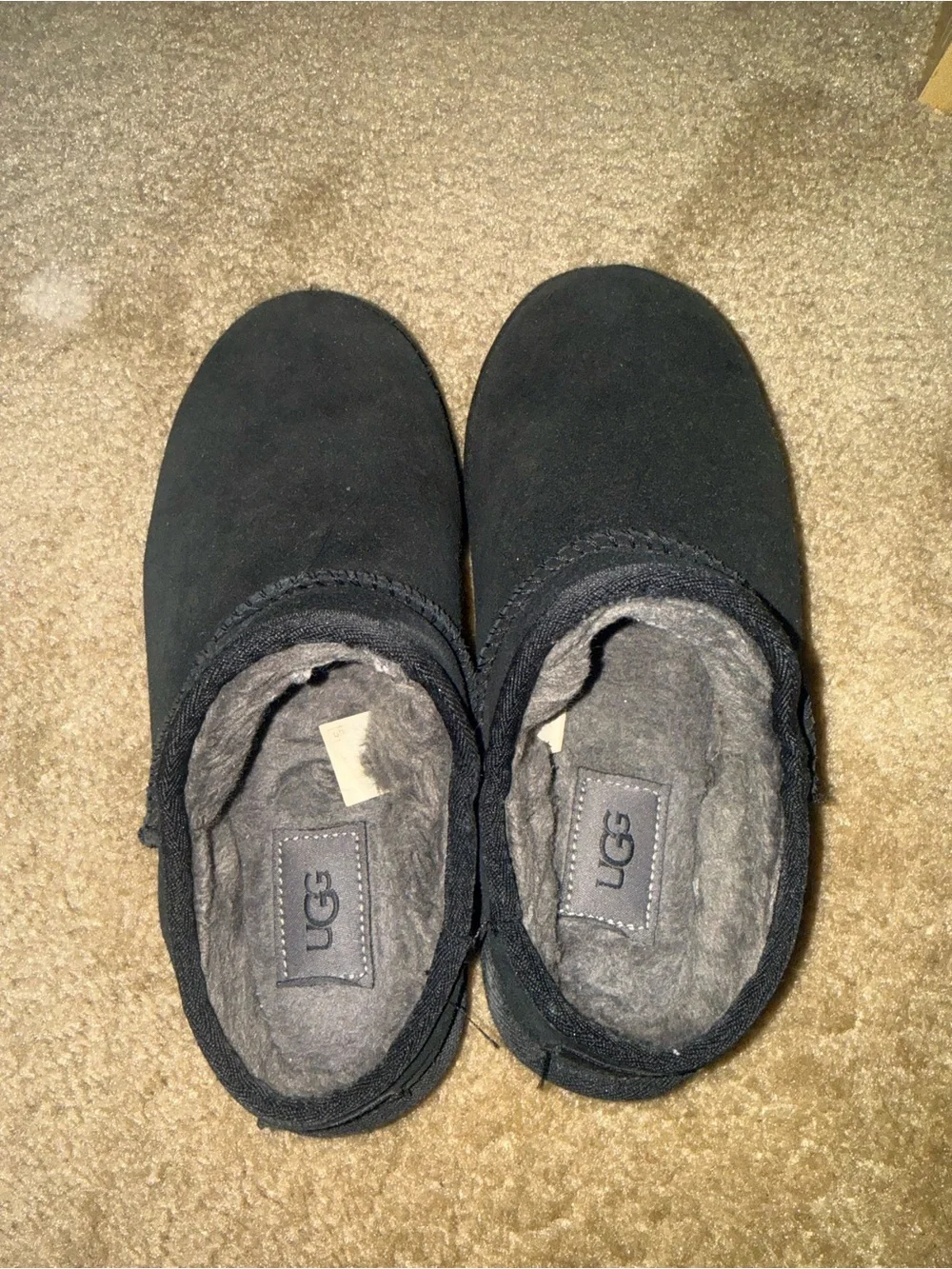 UGG Men’s Black Suede Slip-On Clog Slippers